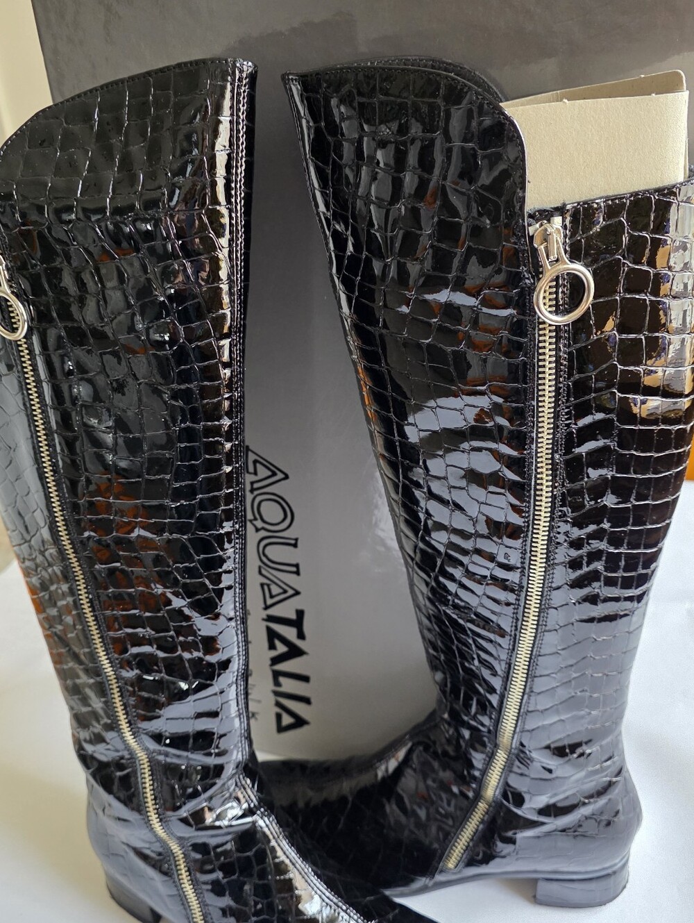 Aquatalia by Marvin K Croc-Embossed Boots 7.5